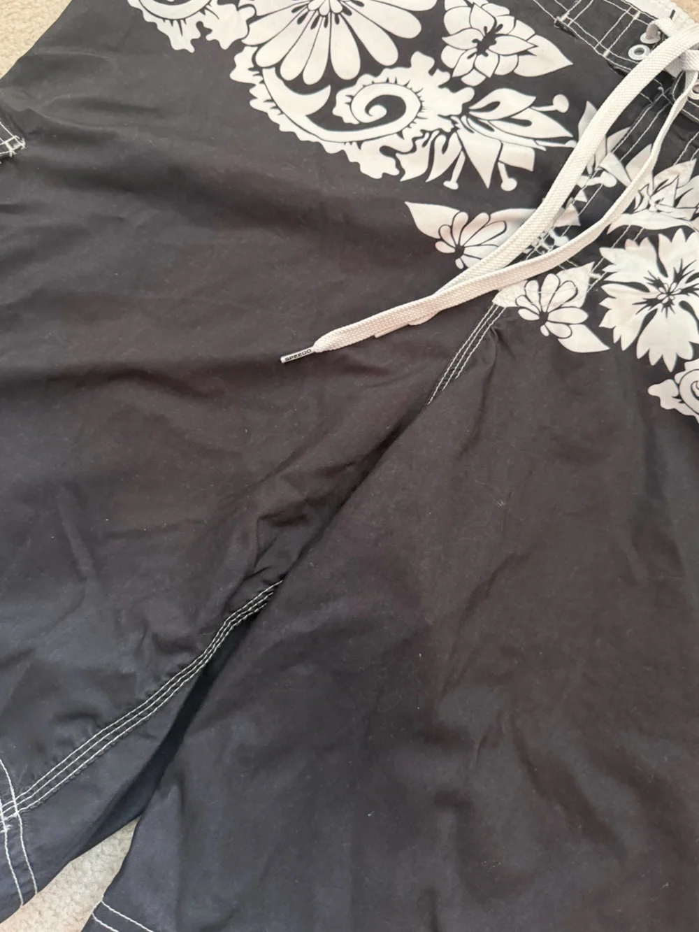 Speedo Floral Swim Trunks Black White XXL